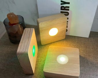 Square DIY Wood Night Light Base for Crystal Art,Resin art ,Acrylic Art... Battery Power but Not included