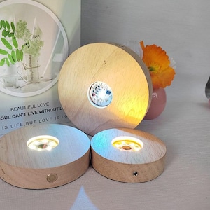 Round DIY Wood Night Light Base Light Base for Crystal Art,Resin art ,Acrylic Art... Rechargable Design
