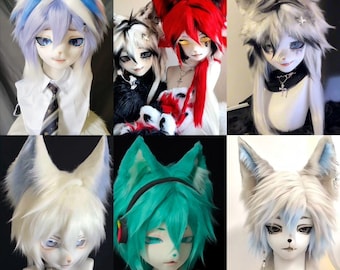 Cabeza de furry personalizada, cabeza de fursuit estilo anime con piel, accesorio de cosplay de fursona hecho a mano