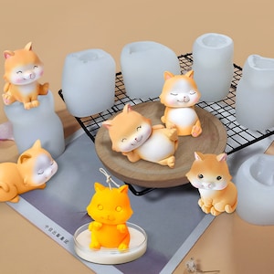 3D Cute Cat Silicone Mold ,Aromotic candles Making / Resin art /  Plaster Art Mold for Gifts Resin Art ,home decoration ,decoration mold
