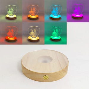 Round DIY Matte Board Wood Night Light Base  for Crystal Art,Resin art ,Acrylic Art... Rechargeable Design
