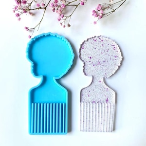 2 stücke Afro Weibliche Haar Kamm Harz Formen Haar Pick Silikonform, afrikanische Haar Pick DIY Haar Styling Kamm Werkzeug, Kamm Form