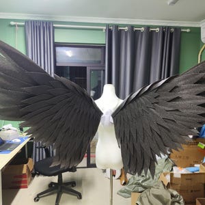 Ali d'angelo nere fatte a mano / Ali per servizi fotografici/cosplay/estetica nuziale/decorazioni per eventi - Battito elettrico