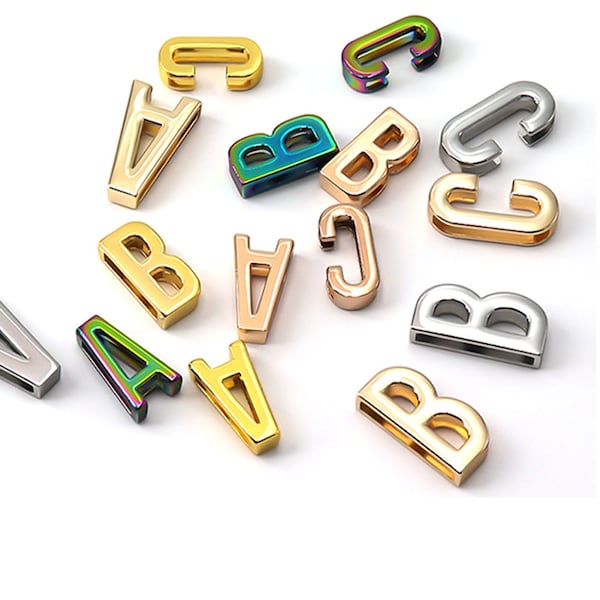 20pcs 25mm / 1 inch Alloy Plain Design Slide Letters -For 20mm/0.75inch bands-Bag/Necklace/Bracelet/Cloth Accessory-Choose your Letters