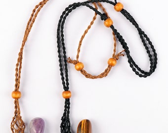 New Adjustable Bead Necklace Cage Cord Stone Holder, cord for crystal stones, Quartz Raw Stone Necklace Cord, Pendant necklace cord