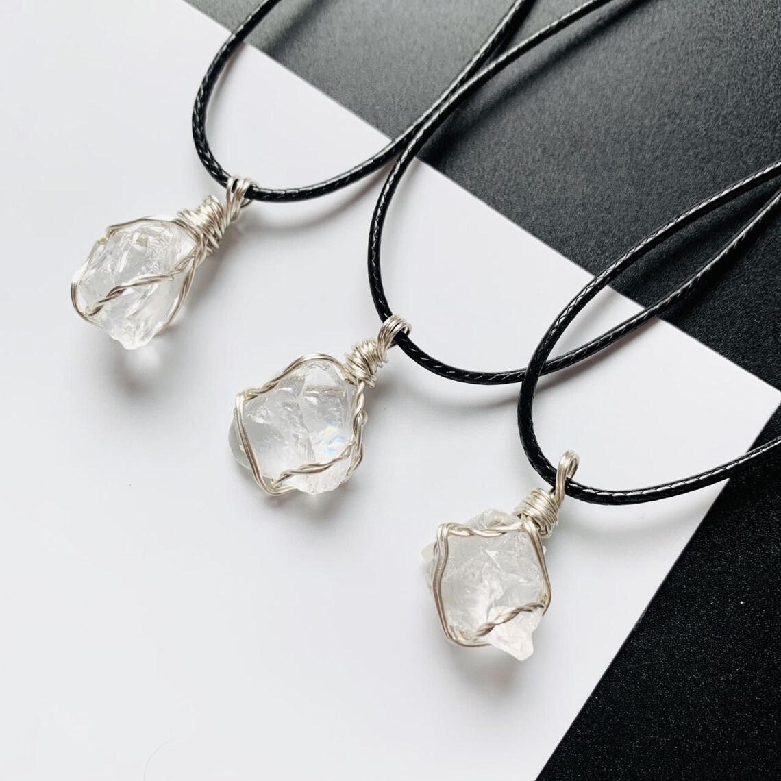 Made to Order - Different Color Stone Necklace , Quartz Raw Stone ...