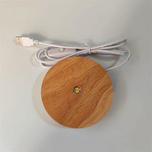 10cm / 4inch Small Inner Hole Design Round DIY Wood Night Light Base Light Base for Small Size Base Crystal Art,Resin art ,Acrylic Art...