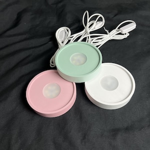 90mm / 3.5inch White / Green / Pink Round DIY USB Wood Night Light Base Light Base for Crystal Art,Resin art craft,Resin Mold accessory