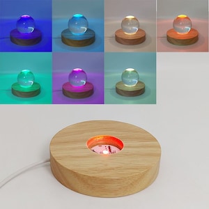 Round DIY USB Wood Night Light Base Light Base for Crystal Art,Resin art ,Acrylic Art... USB Cable Charge