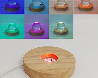 Base de luz de noche de madera USB DIY redonda para arte en cristal, arte de resina, arte acrílico... Cable de carga USB