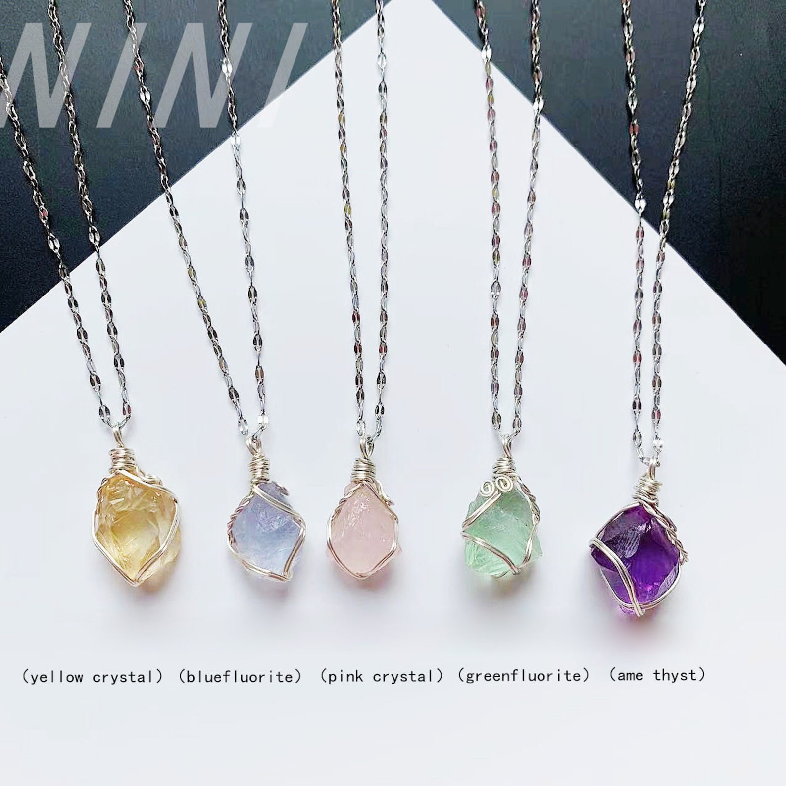 Made to Order - Different Color Stone Necklace , Quartz Raw Stone ...