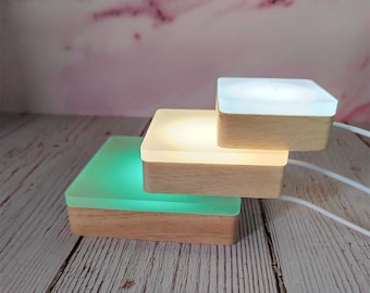 Different Size Square DIY USB Wood Night Light Base Light Base for Crystal Art,Resin art craft,Resin Mold accessory