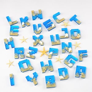 1 big and 1 small Size Capital A-Z Letter Silicone Resin Mold , Pixel Letters Resin Mould,  DIY Craft , Letter charms Pendants molds