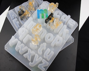 BRICOLAGE Silicone Alphabet Minuscules/Majuscules A-Z Lettre Moule, Lettre Moule Décoration Silicone Moule Artisanat Accessoires moule