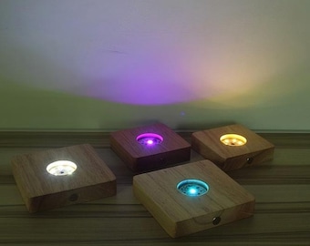 Square DIY Wood Night Light Base for Crystal Resin Acrylic art. Rechargeable