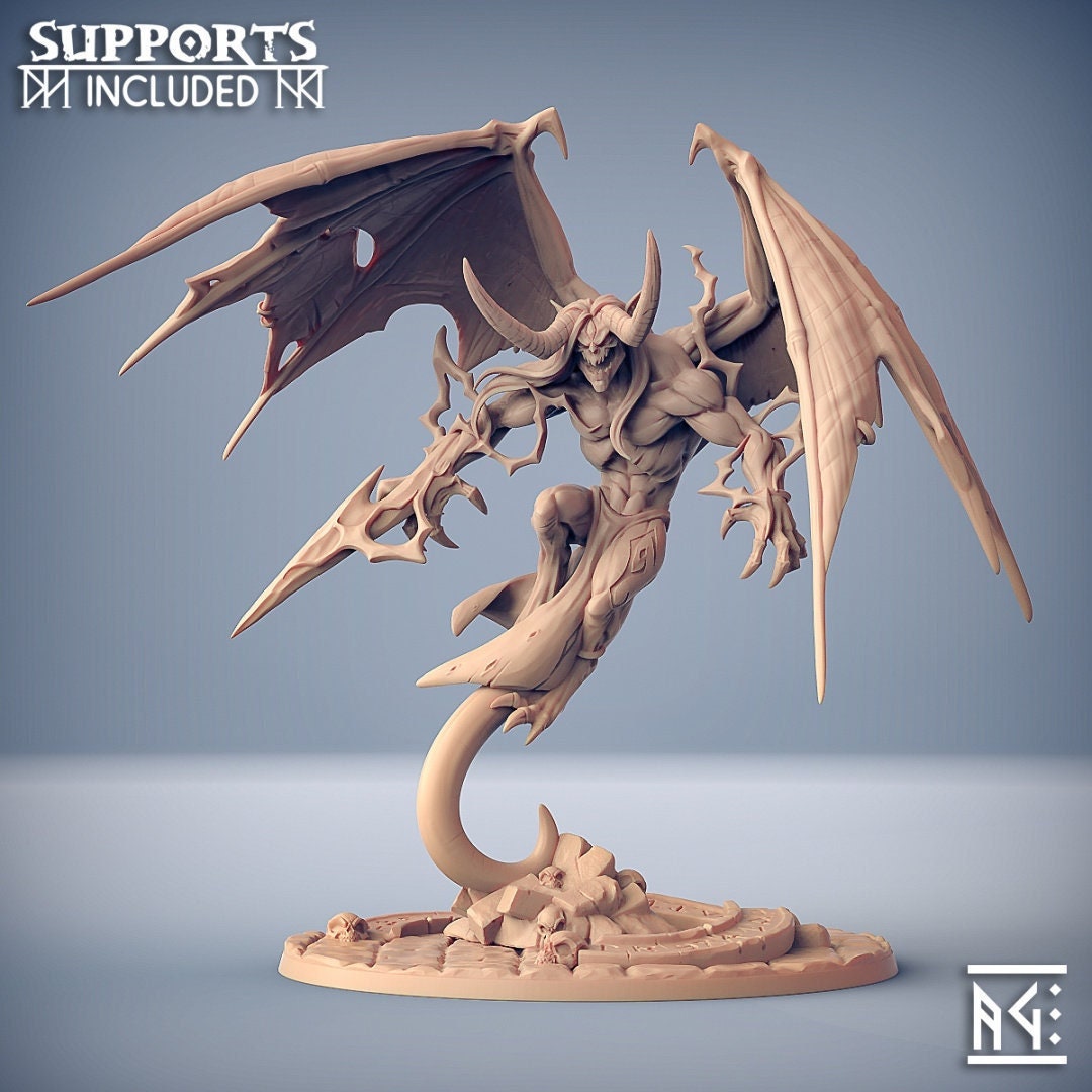 Huge Scale Miniature -Azrath - Chosen of Tialevor- Demon Lord - Unpainted - Artisan Guild - RPG Mini