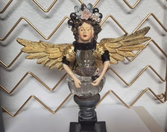 Winged peace angel, recycled junque, found objects, unique gift