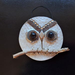 Owl art, recycled junque, assemblage, found objects, mixed media