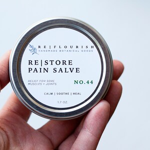 Pain Support Salve 1.75 oz. RESTORE Sore Muscle Joint Relief, Anti-Inflammatory, Cooling Menthol, Essential Oils, All Natural imagem 1