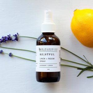 Linen + Room Spray 4 oz. | RESTFUL | Lavender and Lemon, Calming, Relaxing Aromatherapy, Healthy Sleep Hygiene, Pillow Spray, Household Good