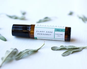 Perfume orgánico de salvia sclarea y bergamota – Roll-on de aromaterapia, calmante
