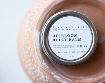 Belly Balm 1.5 oz. Salve Tin | REBLOOM | Organic Stretch Mark Prevention & Reduction, Gift Idea For Mom-To-Be, Improves Skin Elasticity