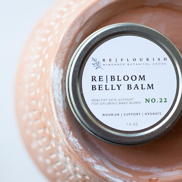 Belly Balm 1.5 oz. Salve Tin | REBLOOM | Organic Stretch Mark Prevention & Reduction, Gift Idea For Mom-To-Be, Improves Skin Elasticity