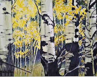 Aspens Watercolor Painting