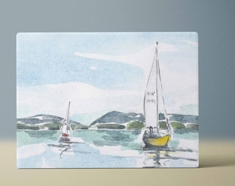 Sailing Smith Mountain Lake Watercolor Painting
