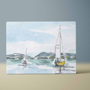 Sailing Smith Mountain Lake Watercolor Painting