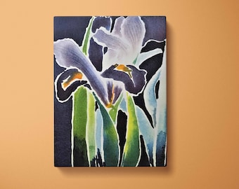 Blue Iris Watercolor Painting
