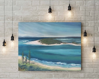 Caloundra Coastal Painting, Australian Seascape Art (Digital Download)