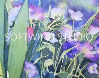 Dappled Pansies Watercolor Painting