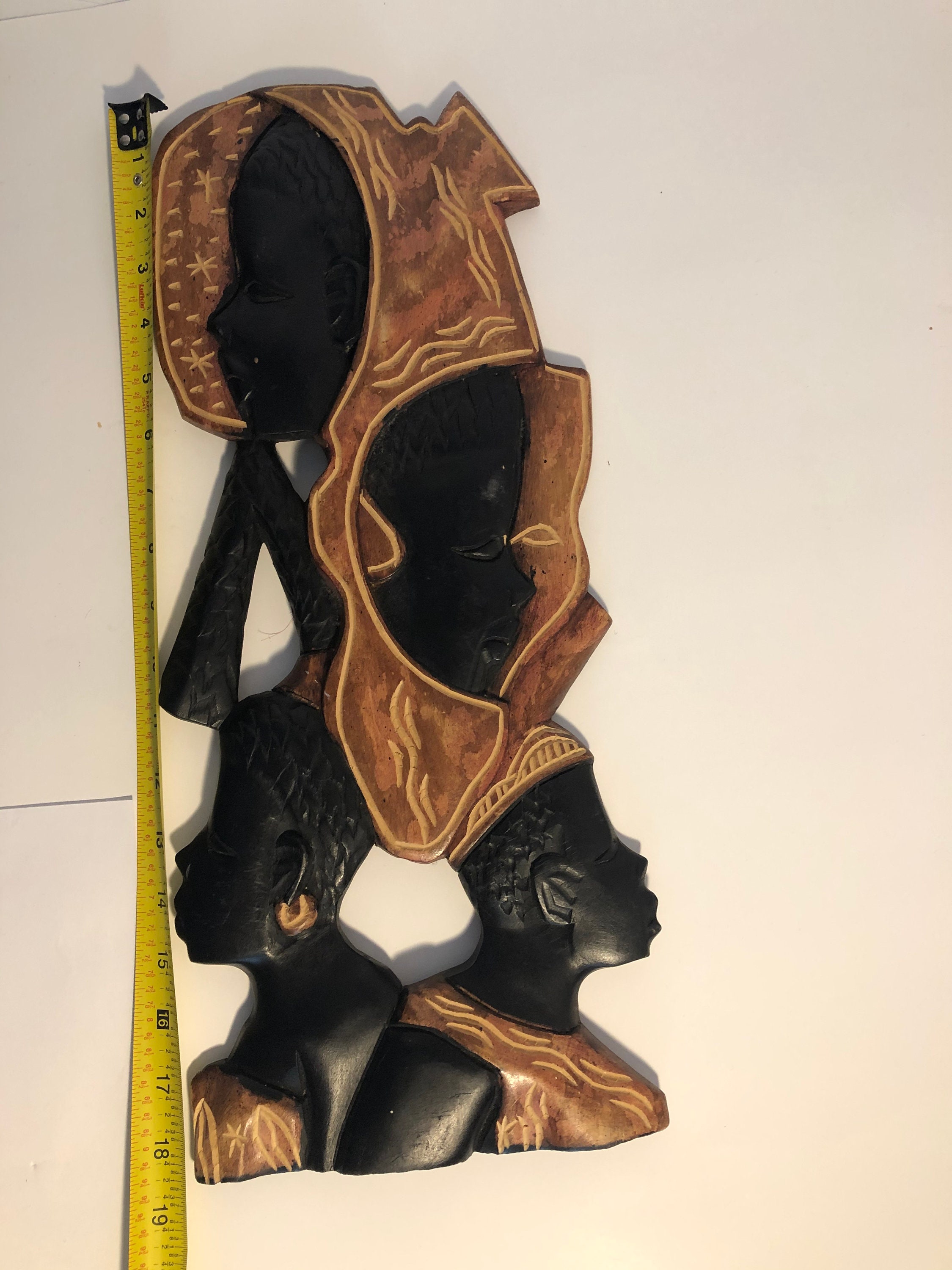 Hand Carved Wall Decor Black' Wooden sculpture made Etsy