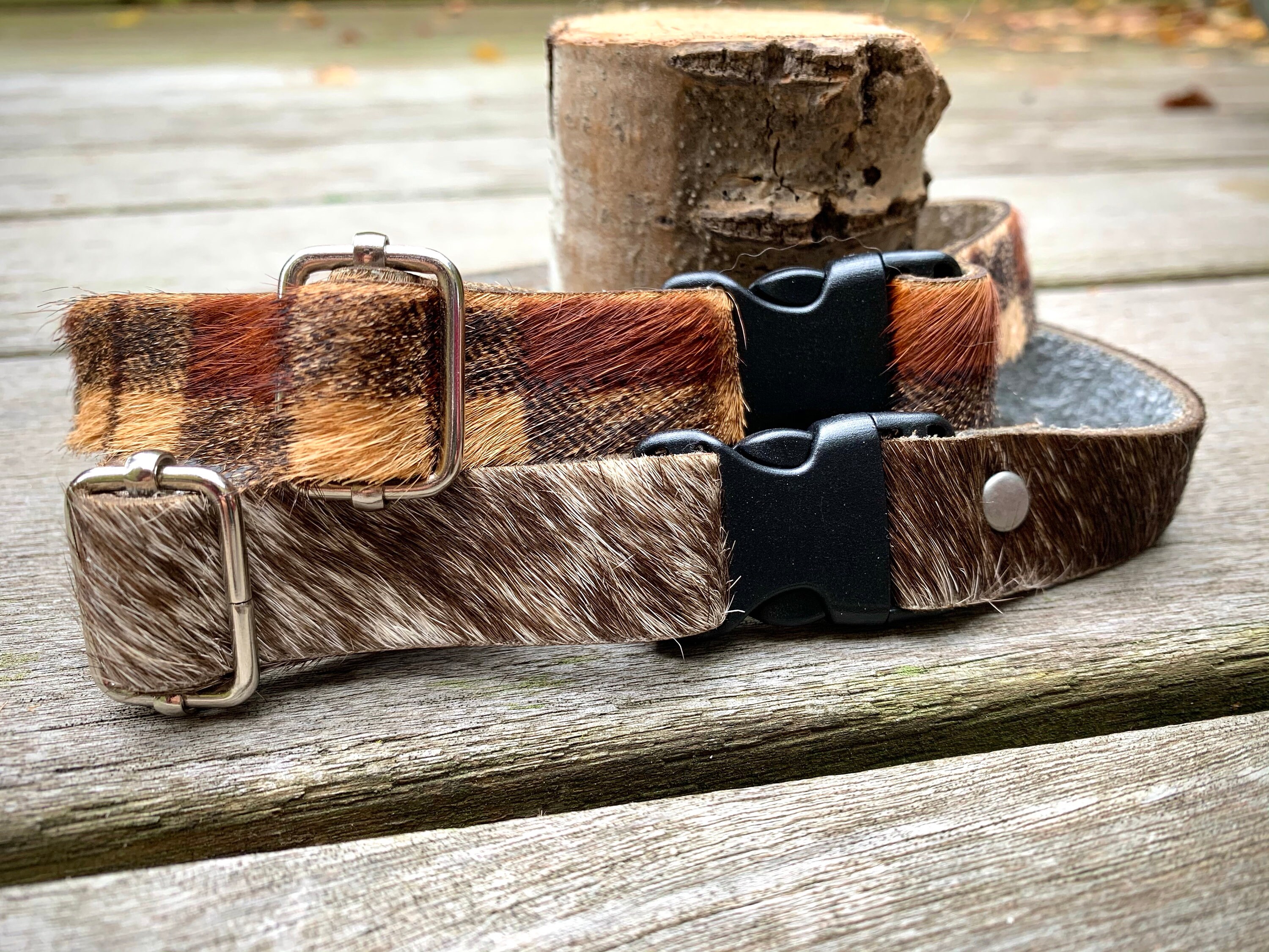 Cowhide Leather Dog Collar Plaid Dog Collar Christmas Dog Etsy