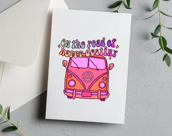 On the Road of Happy Destiny  - Recovery Card, Sobriety Anniversary Card, AA Greeting Card