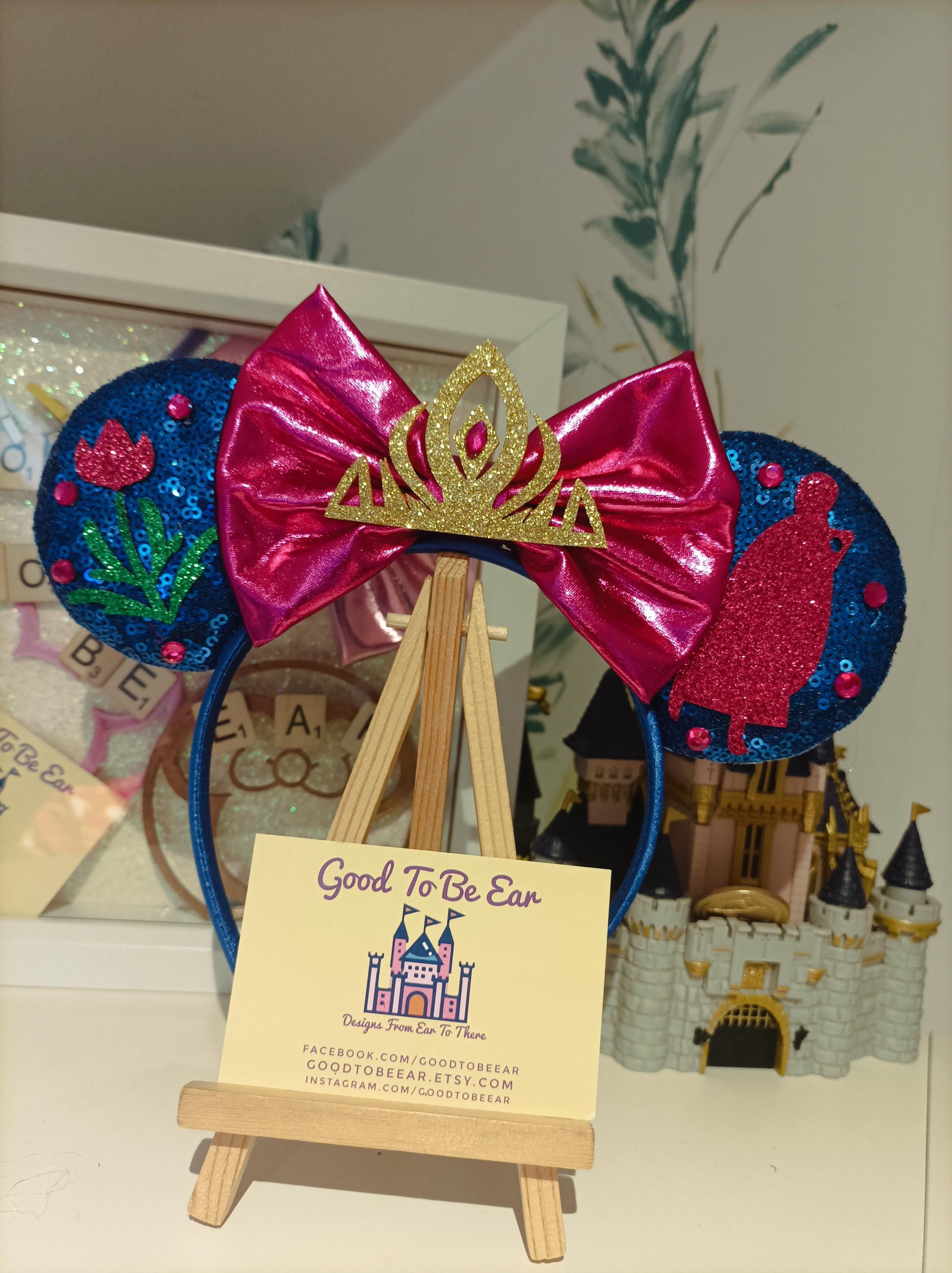 Frozen Anna Inspired Minnie Ears Headband with Bows & Sequins Anna Frozen Inspired Minnie Ears Headband, Anna Minnie Ears  main image 4