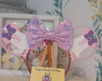 Halloween Ghost Light Disney Minnie and Mickey Inspired Mouse Ears Headband Sparkly Sequin - Magic Kingdom Scary Pink Lilac White