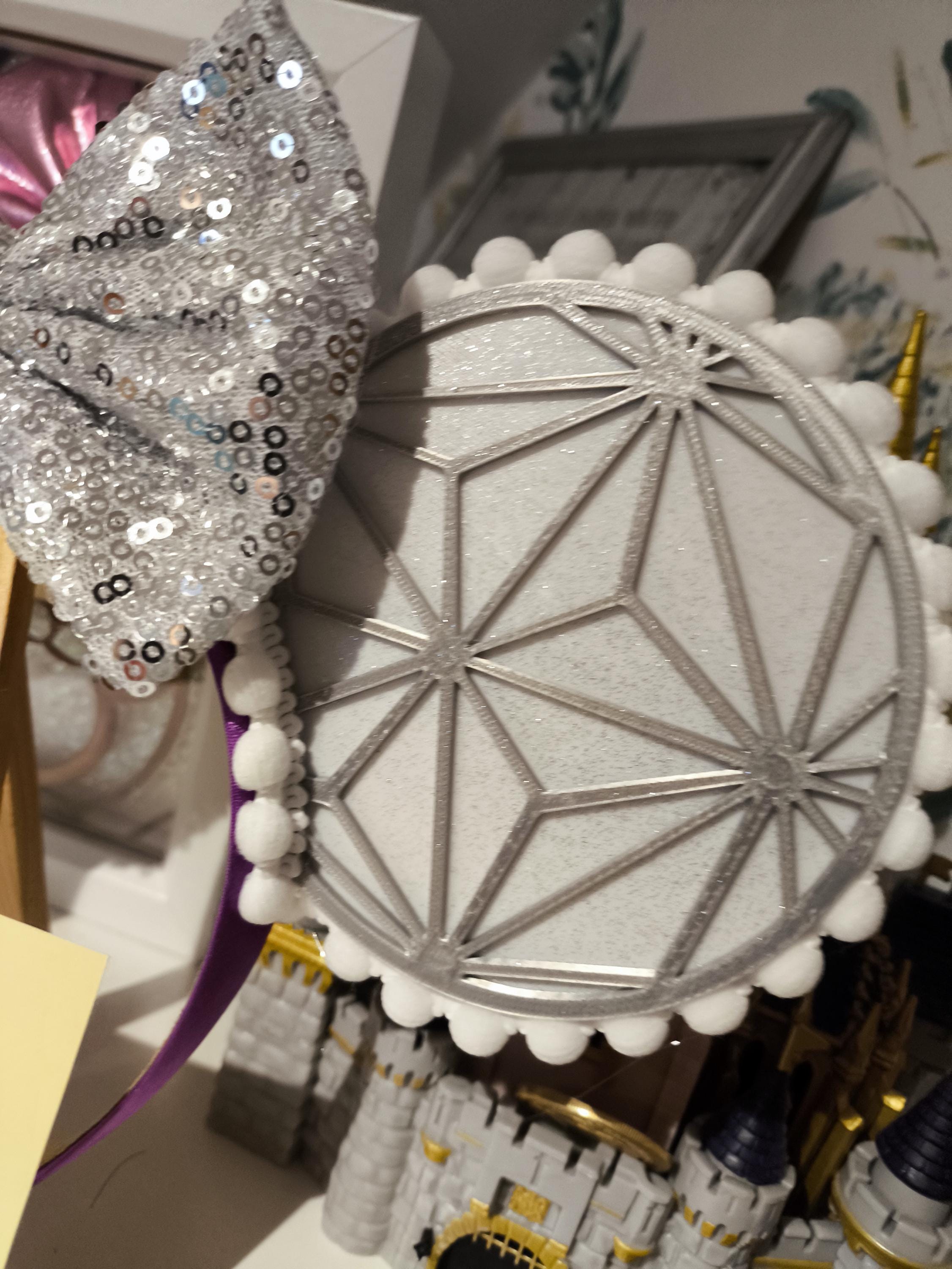 Disney Spaceship Earth Light-Up Minnie Ear Headband with Shimmery Silver Bow Mickey Ears | Spaceship Earth Epcot Ears | Minnie Mouse Ears  main image 4