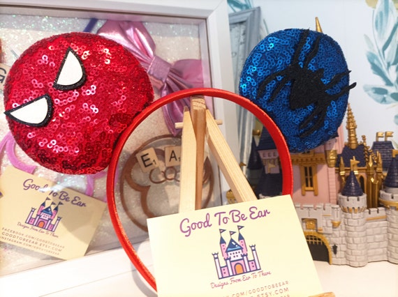 Red and Blue Sequin Spider-Man Minnie ears Spider-man Super Hero Inspired Mouse Minnie Mickey Ears  main image 2