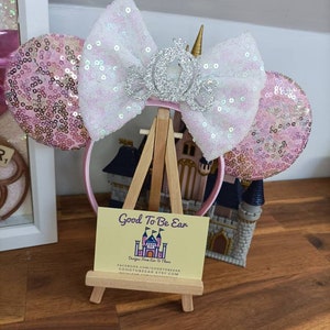 Pink Rose Gold Cinderella Carriage Princess Disney Minnie and Mickey Inspired Mouse Style Ears Headband Sparkly Sequin