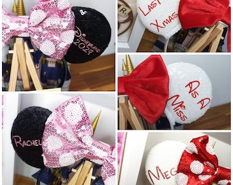 ADD ON - *Add personalised custom writing* Name Age Image to Mouse Style Ears Headband *Listing is for writing/images only*