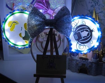 Cinderella Princess Carriage Disney Minnie and Mickey Inspired Light Mouse Ears Headband - Disney World Magic Kingdom Blue Silver White