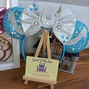 Disney Parks Cinderella Princess Minnie Mouse Ears Headband Blue and Silver Disney Parks 2024 Cinderella Minnie Mouse Blue Ears Headband  main image 3