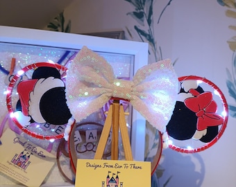 Diadema navideña con orejas de ratón inspirada en Minnie y Mickey Mouse de Disney - Disney World París Rojo Blanco Negro
