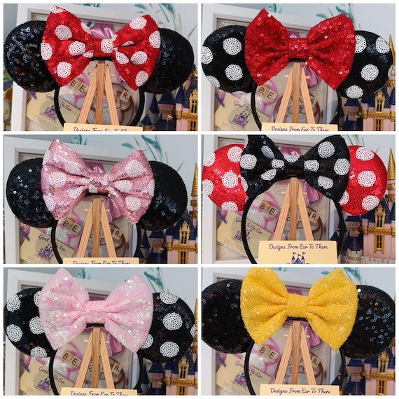 12 Pack Minnie Mouse Ears Headbands – Black With Red Polka Dot Bows, Perfect For Disney Parties