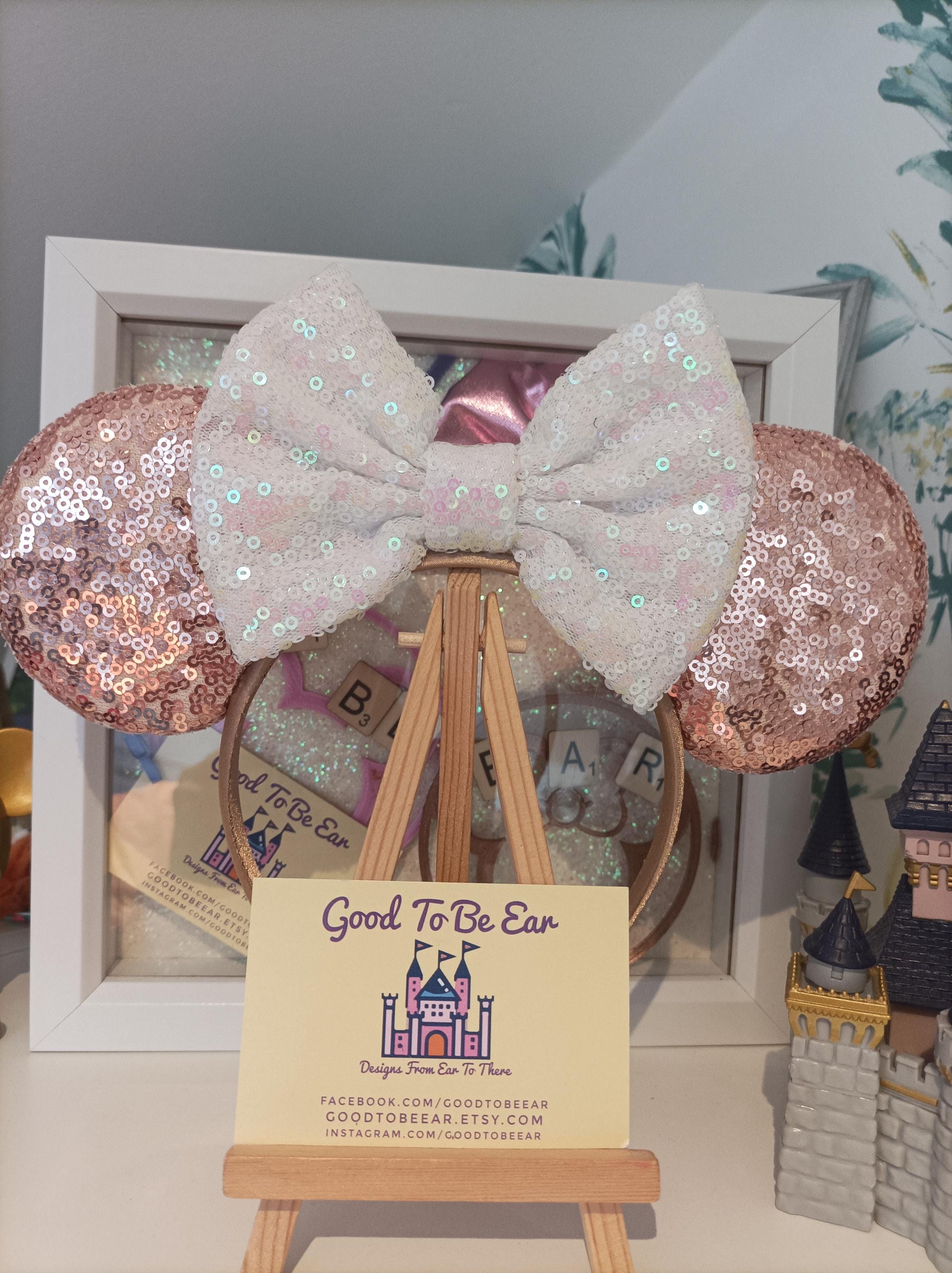 Sequin Minnie Mouse Style Headband for Kids - Rose Gold and Purple Purple Sequin Minnie Mouse Ears Disney Parks Pink Polka Dot  main image 3