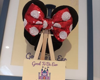 Classic Polka Dot Disney Minnie and Mickey Inspired Mouse Style Ears Scrunchie Bobble Hair Tie Sparkly Sequin Black Red White