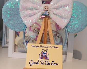 Elsa Frozen Princess Disney Minnie and Mickey Inspired Mouse Style Ears Headband Sparkly Sequin Blue White