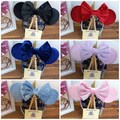 Velvet Matte Classic Disney Minnie and Mickey Inspired Mouse Style Ears Headband Pink Lilac Red Blue Navy Black